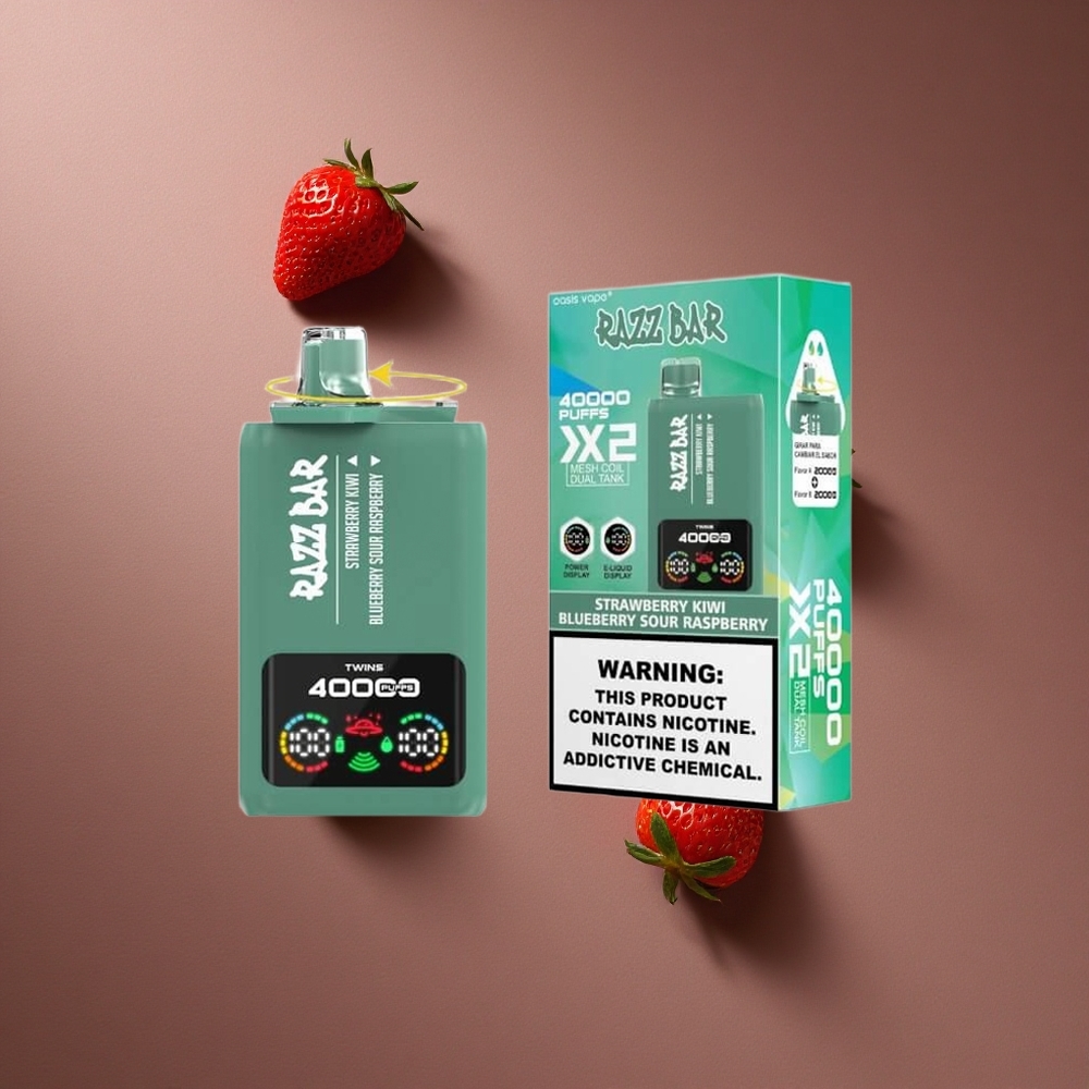 Fraise Kiwi_Myrtille Framboise Acidulée Razz Bar 40000 Bouffées Affichage Écran Puissance