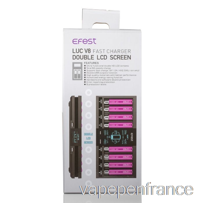 Efest Luc V8 Double écran Lcd Chargeur De Batterie Rapide Stylo Vape