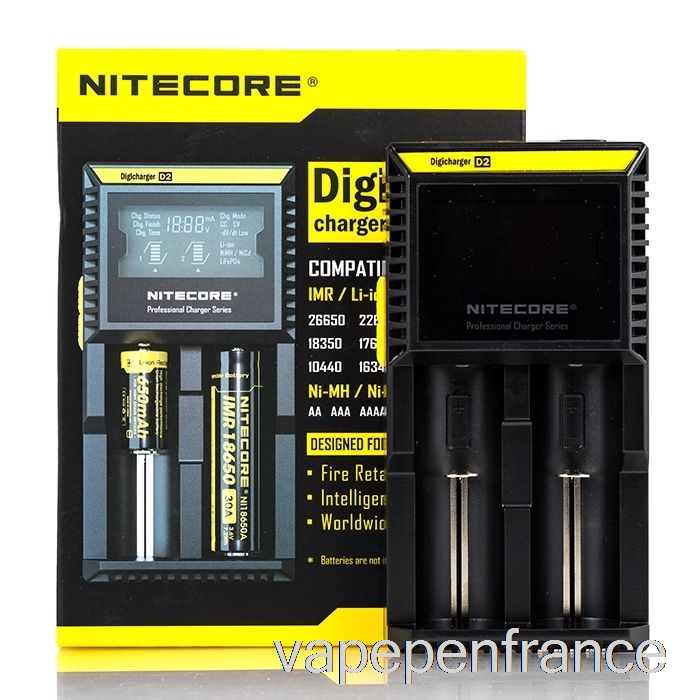 Chargeur De Batterie Nitecore D2 (2 Baies) Stylo Vape