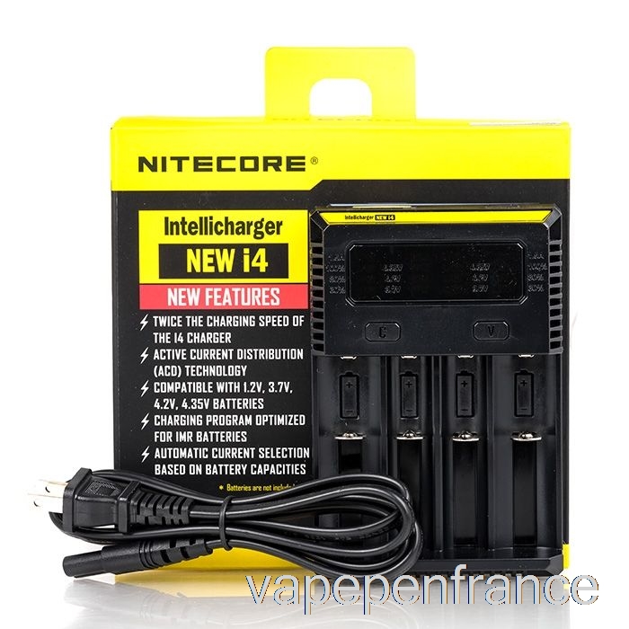 Chargeur De Batterie Nitecore I4 V2 (4 Baies) Stylo Vape
