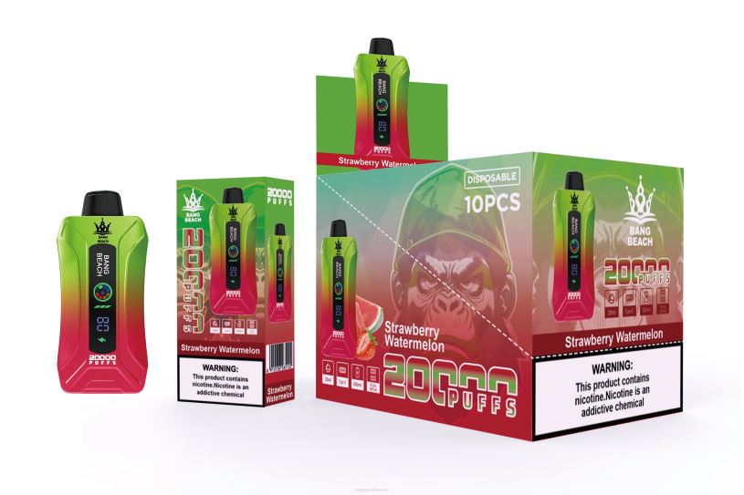 Cigarette Electronique France - Bang Beach Vape à écran intelligent de 20 000 bouffées P80J3 pastèque fraise