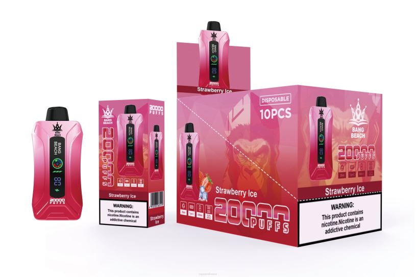 Cigarette Electronique France - Bang Beach Vape à écran intelligent de 20 000 bouffées P80J6 glace à la fraise