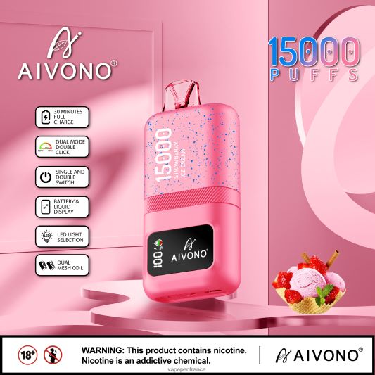 Cigarette Electronique France - glace à la fraise Aivono AIM magic 15000 L6246J66