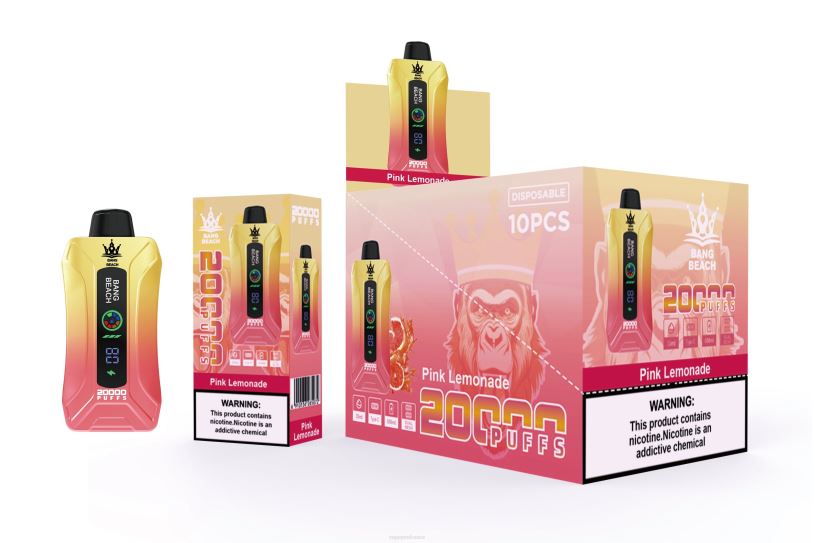 Vape France - Bang Beach Vape à écran intelligent de 20 000 bouffées P80J4 limonade rose
