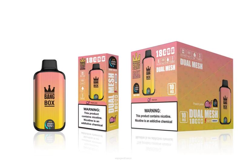 Vape France - Bang Box 18000 bouffées P80J91 jus de pêche