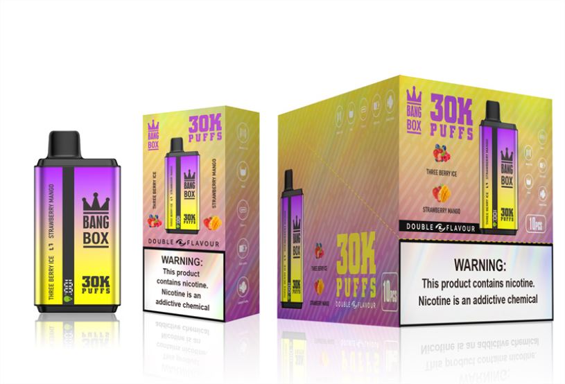 Vape France - Bang Box 30 000 bouffées double saveurs P80J67 glace aux trois baies et mangue fraise