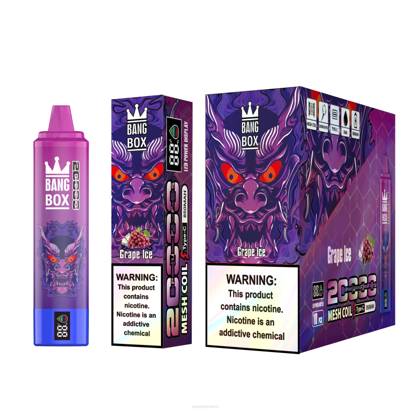 Vape France - Bang Box Écran intelligent de 20 000 bouffées P80J61 glace aux raisins
