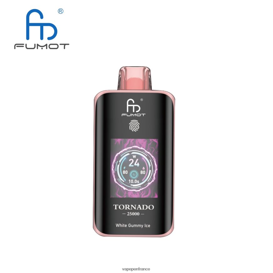 Eliquide France - glace gommeuse blanche Fumot Tornado 25000 vapes jetables 0BR0PD14