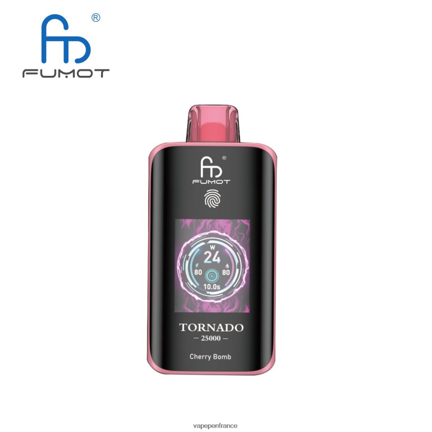 Vape France - bombe cerise Fumot Tornado 25000 vapes jetables 0BR0PD4