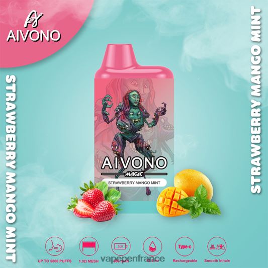 Vape France - fraise mangue menthe Aivono AIM MAGIC cigarette de boîte de 5800 bouches L6246J97