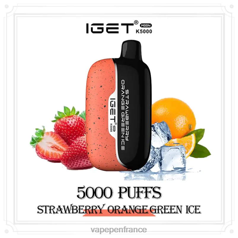 Vape France - fraise orange vert glace IGET Moon k5000 LJR2X12