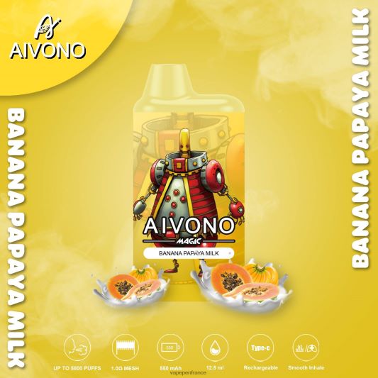 Vape France - lait de banane et de papaye Aivono AIM MAGIC cigarette de boîte de 5800 bouches L6246J94
