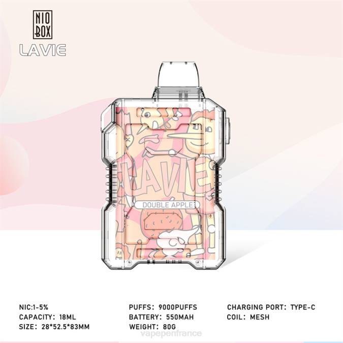 Cigarette Electronique France - double pomme 8F04195 LAVIE NIO BOX 9000 bouffées