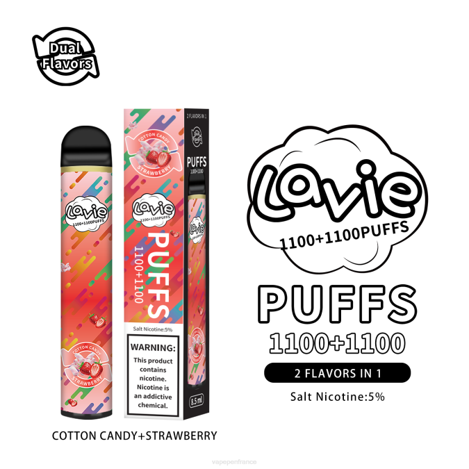 Eliquide France - barbe à papa/fraise 8F04293 LAVIE BAR Switch 2200 bouffées